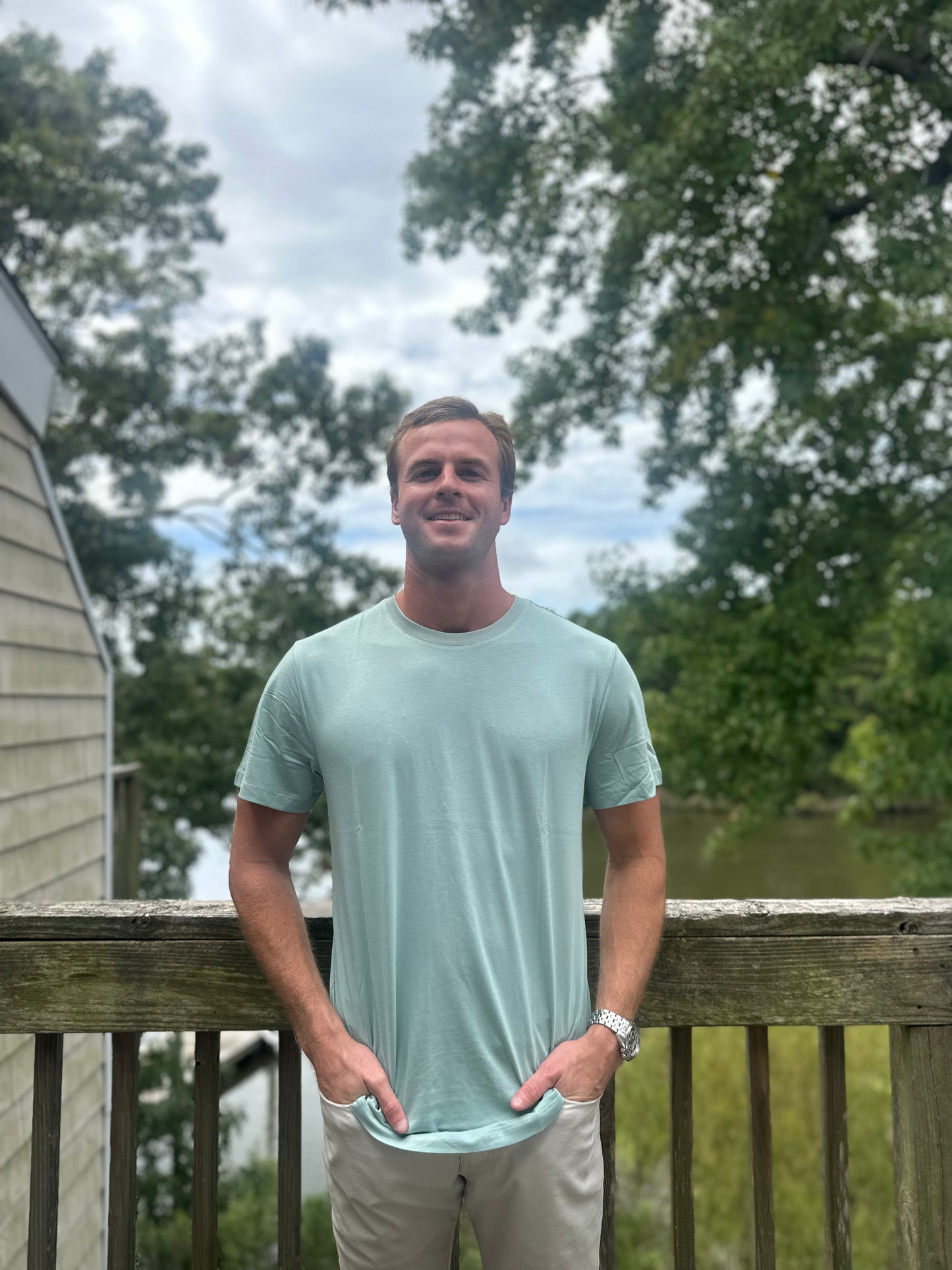 The Signature Tee – Modal Cotton Blend, Aqua Foam