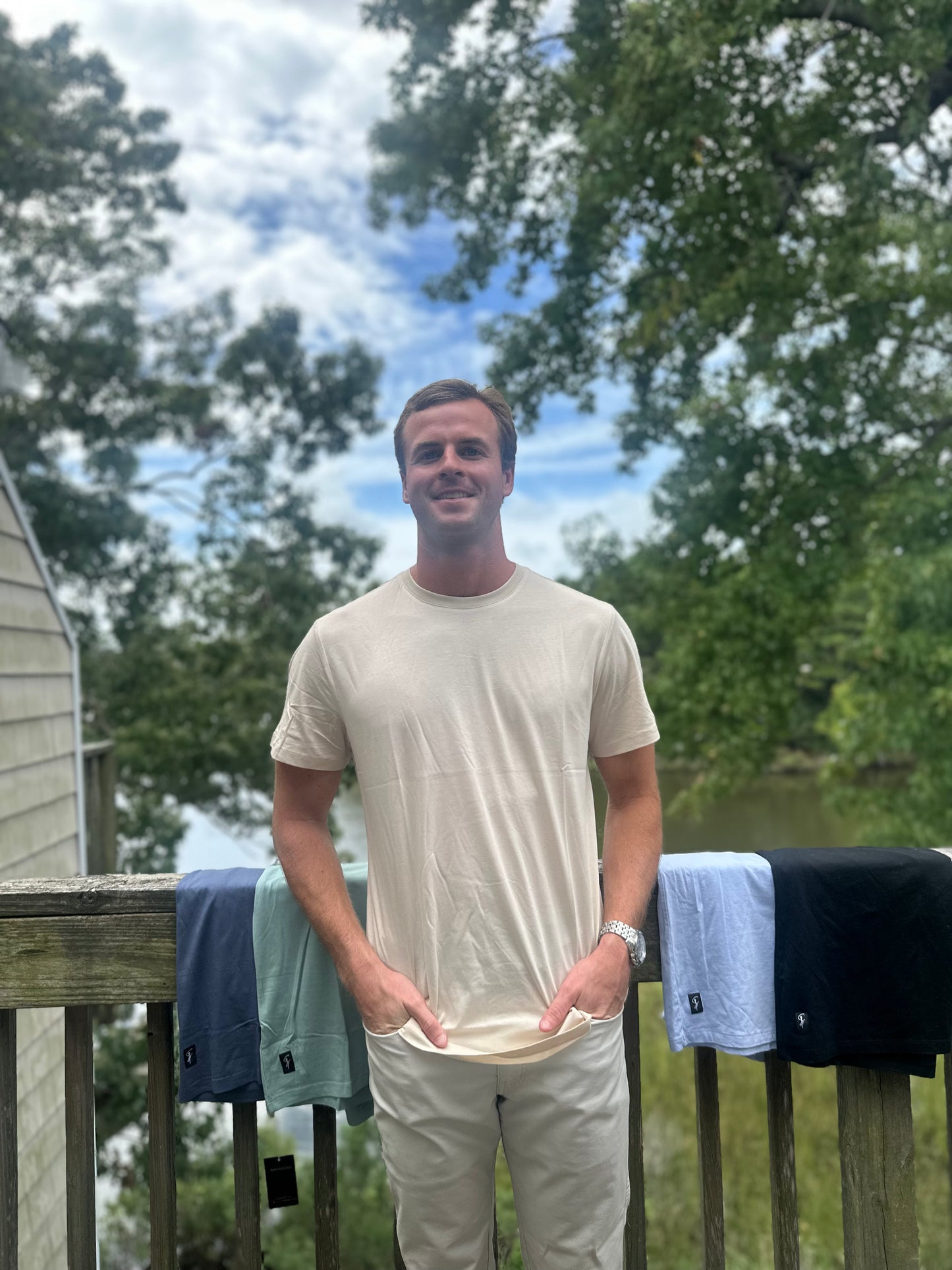 The Signature Tee – Modal Cotton Blend, Bleached Sand